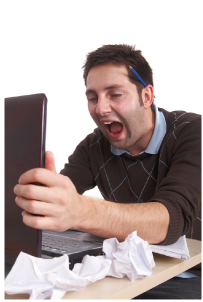 Stressed man at his computer